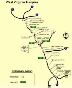 West Virginia Turnpike Ghosts Map