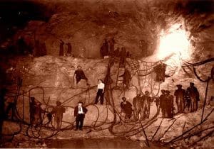 Destined to die, workers pause for a photograph in the Hawks Nest Tunnel.