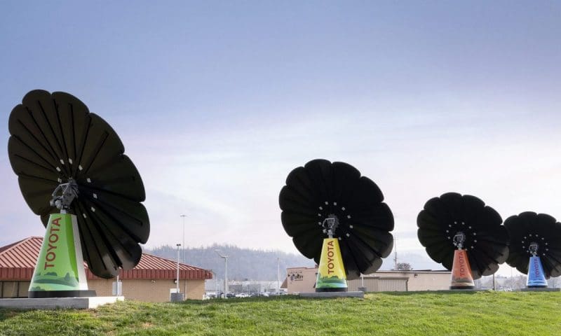 The new “garden” near the main entrance of Toyota West Virginia supercharges the idea of “flower power.”