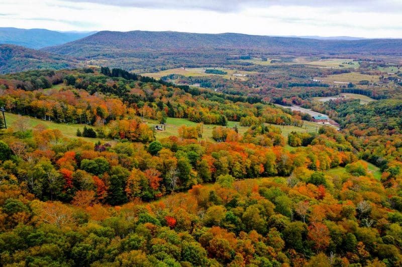 The chairlift at Canaan Valley Resort State Park provides tours of the autumn landscape.