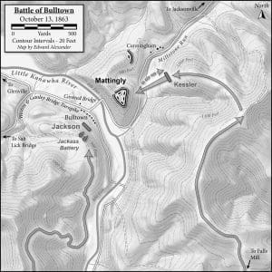 Battle of Bulltown: Map of Bulltown, West Virginia, October 13, 1863
