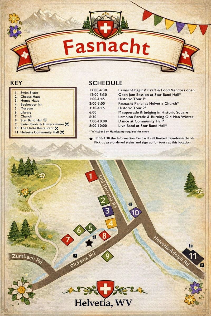 Fasnacht Festival Poster from Helvetia, West Virginia