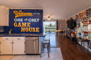 Try out the Battleship themed escape room with treasure chest at the end, play life sized Operation and Monopoly, drop the Mousetrap on our toy mouse, have fun with the Nintendo Switch, play Chutes and Ladders or Candyland on playable blankets, and more!